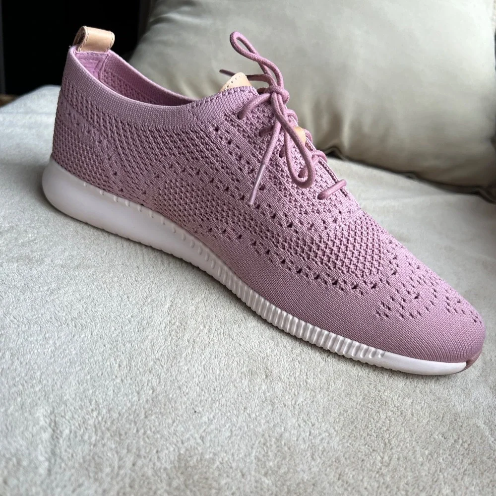 Cole Haan Rose Pink‎ Knit Lace Up Sneakers Women 9.5 B Athleisure Comfort Preppy